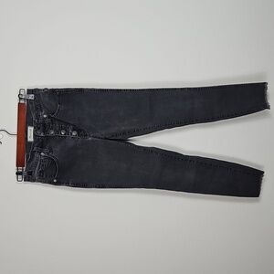 Madewell 10" High-Rise Skinny Jeans in Black Button-Front Edition Size 27